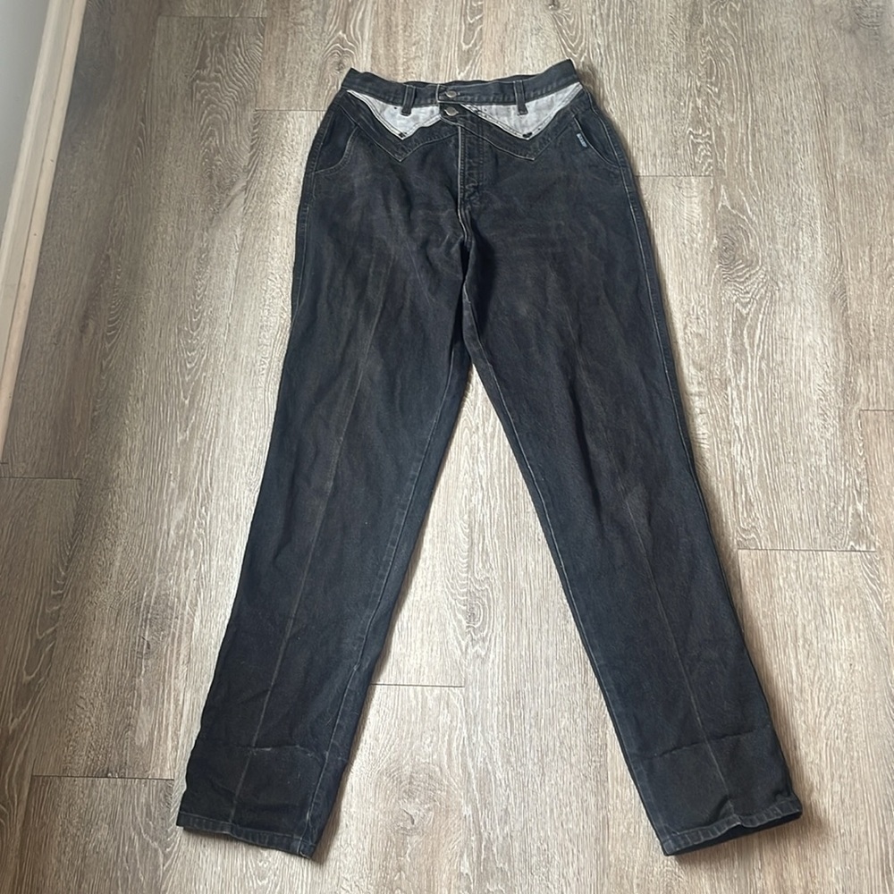 Vintage “Rockies” black denim jeans riding 90s size 13 / 14 - Picture 8 of 13